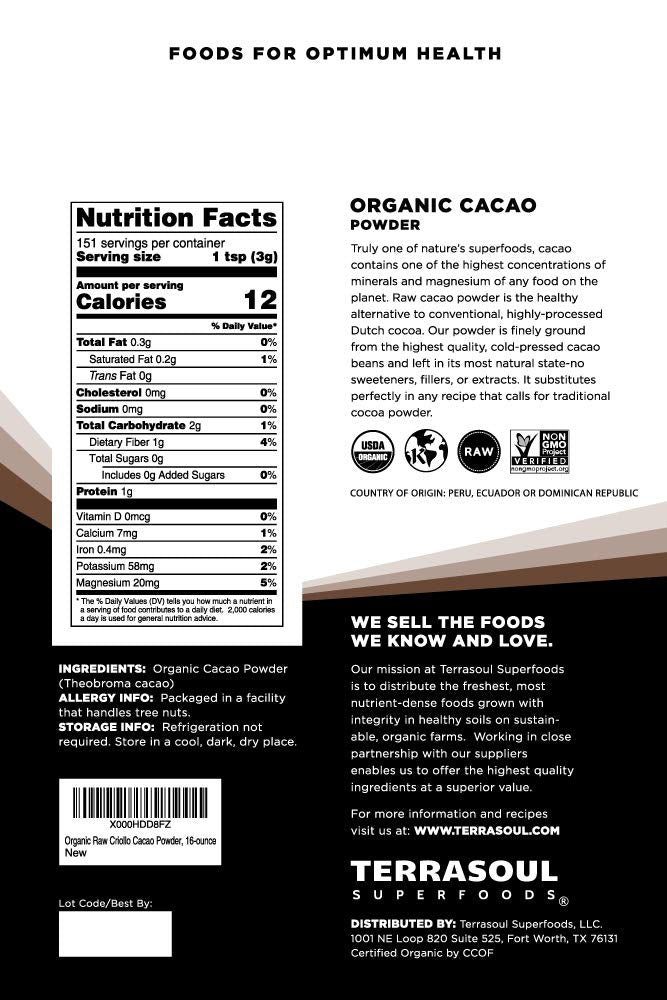 Terrasoul Organic Cacao Powder – Raw, Rich & Ritual-Ready (2lb Pack)