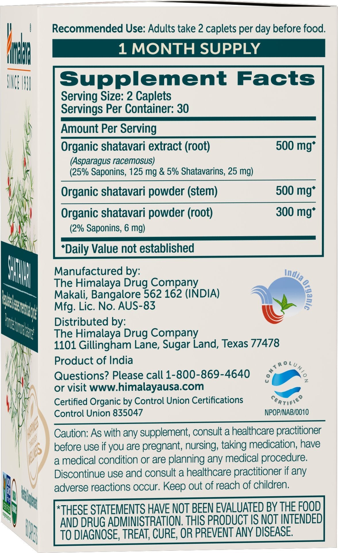 Himalaya Organic Shatavari