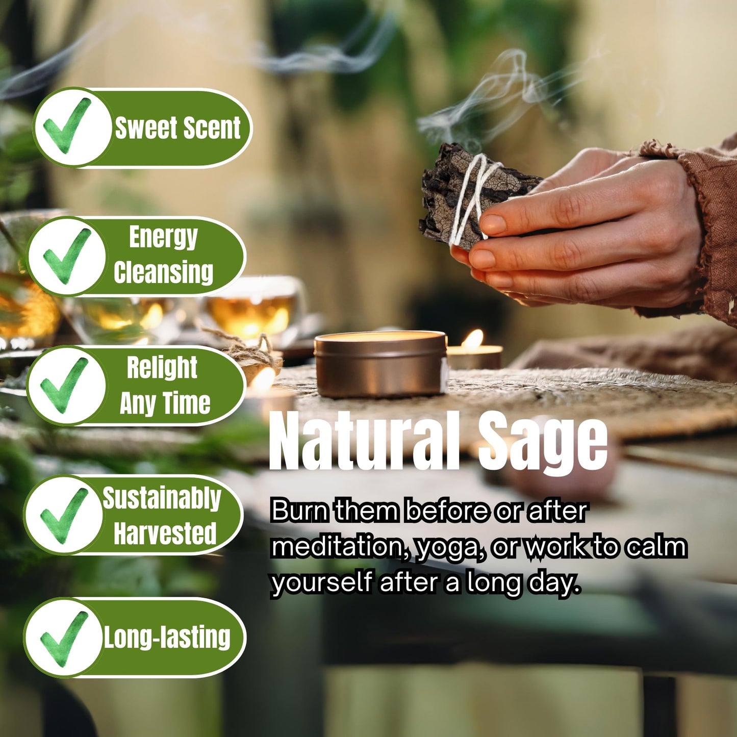 6-Pack Organic Sage Smudge Stick Set