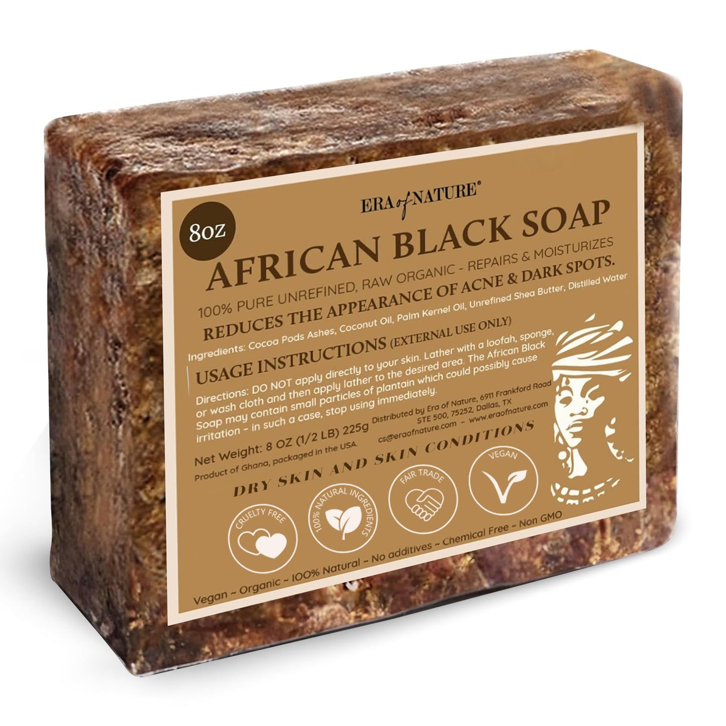 Raw African Black Soap Bar (8oz)
