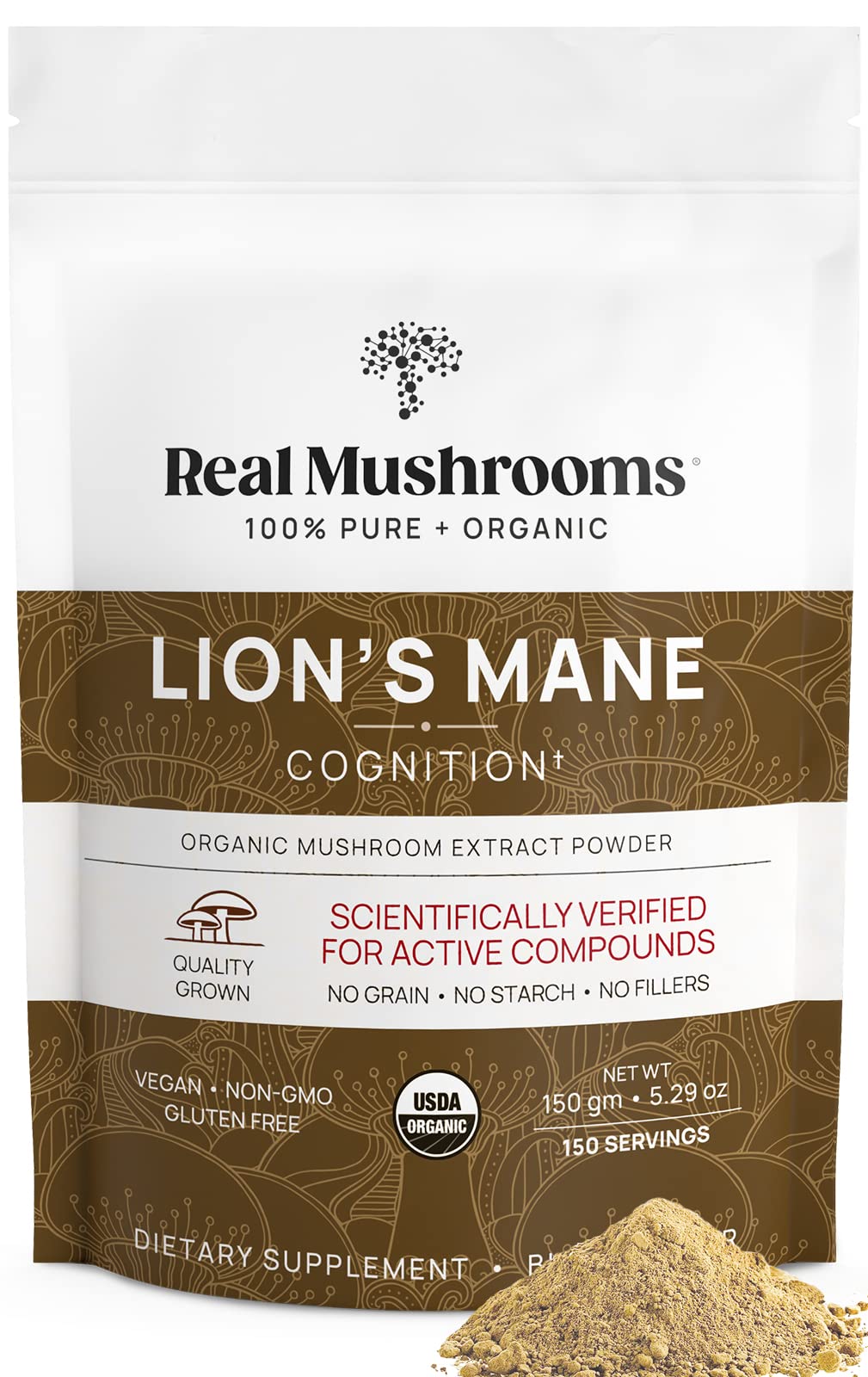 Lion’s Mane Supplement Powder by Real Mushrooms