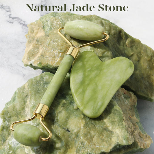 Jade Roller Gua Sha Set – For Sculpting, Glow, and Ritual